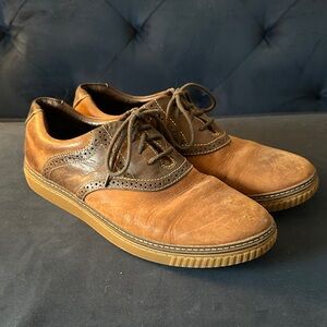 Johnston & Murphy Men’s Brown Leather Wallace Saddle Chestnut Shoes size 9.5